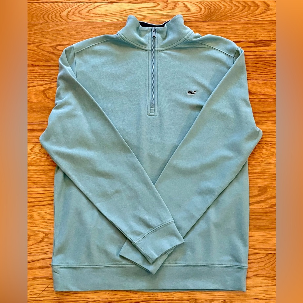 Men’s Vineyard Vines Broadfield 1/2 Zip Sea Clay Green Size Medium NWT
